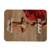 Priest Ordination Jubileum Red Rose en Rosary Magneet (Horizontaal)
