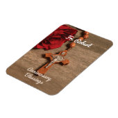 Priest Ordination Jubileum Red Rose en Rosary Magneet (Linkerzijde)