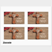 Priest Ordination Jubileum Red Rose en Rosary Rechthoekige Sticker (Vel)