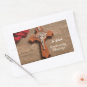 Priest Ordination Jubileum Red Rose en Rosary Rechthoekige Sticker (Envelop)
