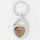 Priest Ordination Jubileum Red Rose en Rosary Sleutelhanger (Voorkant)