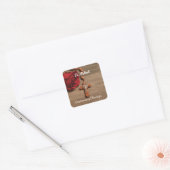 Priest Ordination Jubileum Red Rose en Rosary Vierkante Sticker (Envelop)