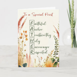Priest Religious Vaderdag Acrostic Words Kaart