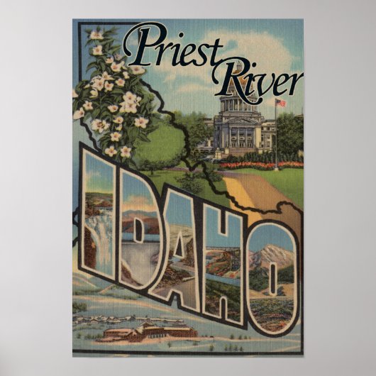 Priest River, Idaho - Large Letter Scenes Poster (Voorkant)