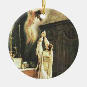 PRIEST TRADITIONAL CATHOLIC MASS CHALICE HOST KERAMISCH ORNAMENT