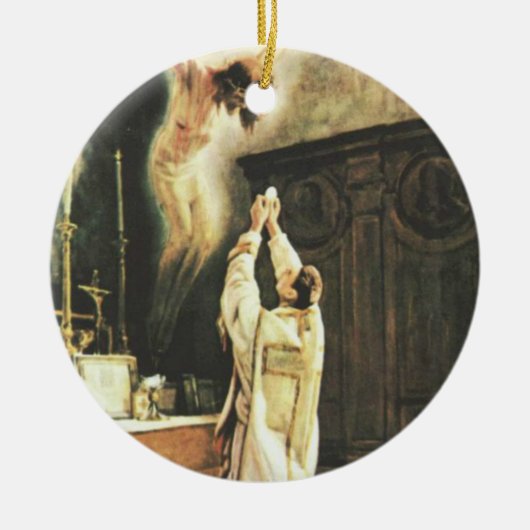 PRIEST TRADITIONAL CATHOLIC MASS CHALICE HOST KERAMISCH ORNAMENT (Voorkant)