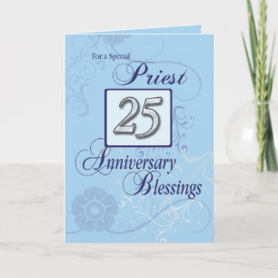 Priester 25e priesterwijding Jubileum Blauw, Zilve Kaart