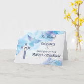 priester 25e wijding Jubileum Zegeningen Blauw Kaart (Gele Bloem)