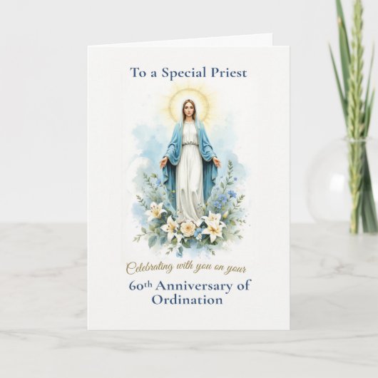 Priester 60e priesterwijding Marian-blessing Kaart (Voorkant)