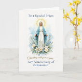 Priester 60e priesterwijding Marian-blessing Kaart (Gele Bloem)
