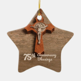 Priester 75ste priesterwijding Roos en Rozenkrans Keramisch Ornament