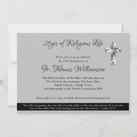 Priester Diaken 25e Priesterwijding Jubileum Zilve Kaart (Voorkant)
