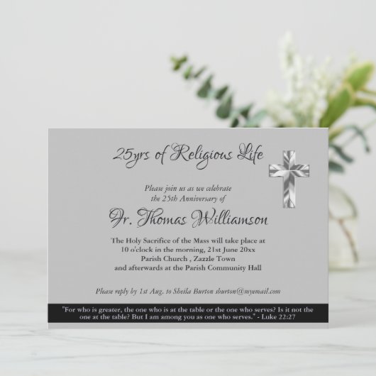 Priester Diaken 25e Priesterwijding Jubileum Zilve Kaart (Staand voorkant)