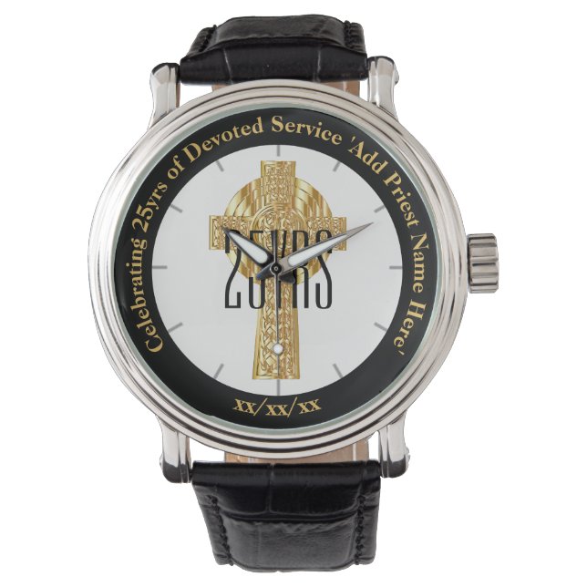 Priester Geschenk Wijding Jubileum Herdenking Horloge (Voorkant)