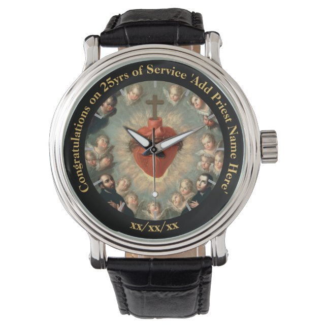 Priester Gift Wijding Jubileum Dankzegging Kerstmi Horloge (Voorkant)
