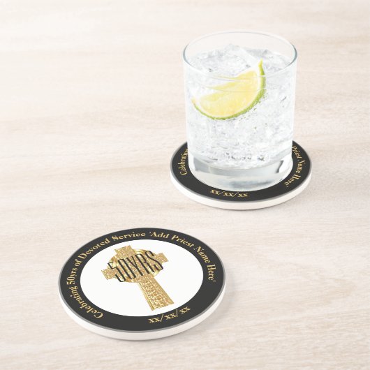 Priester Gouden Jubileum 50e Verjaardag van de Pri Zandsteen Onderzetter (Zijkant)