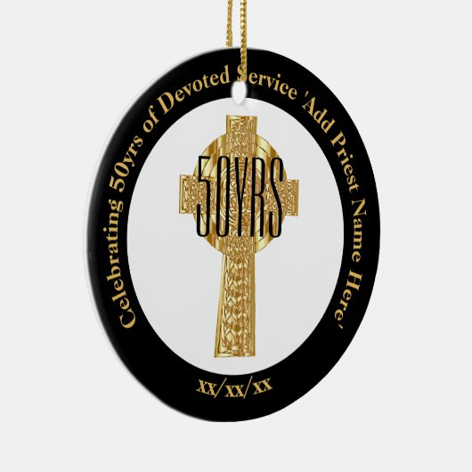 Priester Gouden Jubileum 50ste Priesterwijding Ver Keramisch Ornament (Rechts)
