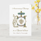 Priester jubileum wijding Marianus kruis IHS Car Kaart (Gele Bloem)