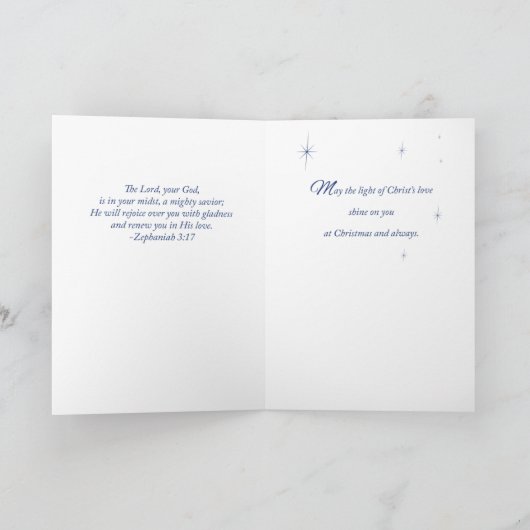 Priester Kerstmis Zegeningen, Geboorte Scène op Bl Feestdagen Kaart (Binnen)