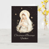 Priester Kerstzegeningen Madonna en Kind Kaart (Gele Bloem)