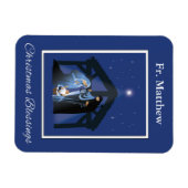 Priester Kerstzegens, Kerststal op Blauw Magneet (Horizontaal)