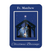 Priester Kerstzegens, Kerststal op Blauw Magneet (Verticaal)