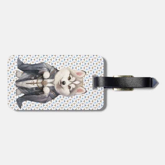 Priester Koning Siberische Husky hond Bagagelabel (Achterkant horizontaal)