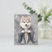 Priester Koning Siberische Husky hond Briefkaart (Staand voorkant)
