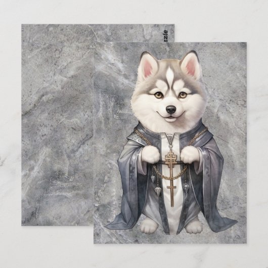 Priester Koning Siberische Husky hond Briefkaart (Voorkant / Achterkant)