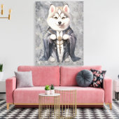 Priester Koning Siberische Husky hond Canvas Afdruk (Insitu (Woonkamer))