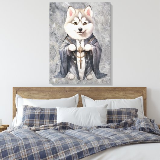 Priester Koning Siberische Husky hond Canvas Afdruk (Insitu (Slaapkamer))