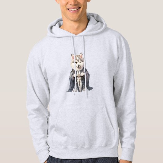 Priester Koning Siberische Husky hond Hoodie (Voorkant)