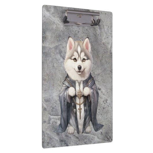 Priester Koning Siberische Husky hond Klembord (Rechts)