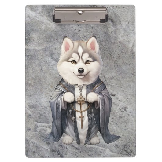 Priester Koning Siberische Husky hond Klembord (Voorkant)