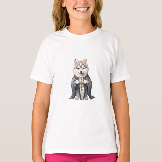 Priester Koning Siberische Husky hond T-shirt (Voorkant)