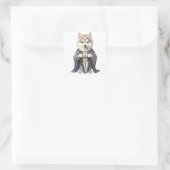 Priester Koning Siberische Husky hond Vierkante Sticker (Tas)