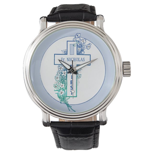 Priester Kruisbloemen gepersonaliseerd Horloge (Voorkant)