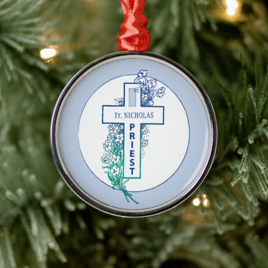Priester Kruisbloemen gepersonaliseerd Metalen Ornament (Boom)
