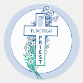 Priester Kruisbloemen gepersonaliseerd Ronde Sticker (Voorkant)