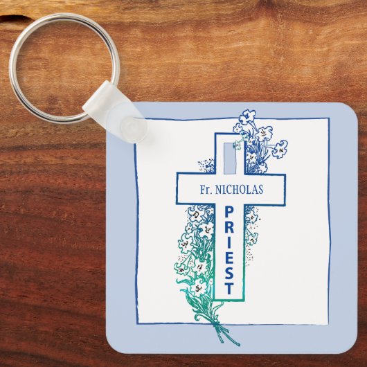 Priester Kruisbloemen gepersonaliseerd Sleutelhanger (Voorkant)