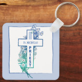 Priester Kruisbloemen gepersonaliseerd Sleutelhanger (Achterkant)