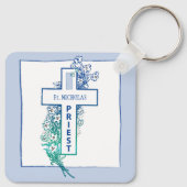 Priester Kruisbloemen gepersonaliseerd Sleutelhanger (Achterkant)