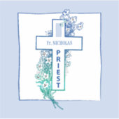 Priester Kruisbloemen gepersonaliseerd Sticker (Voorkant)