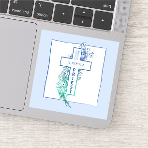 Priester Kruisbloemen gepersonaliseerd Sticker