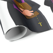 Priester met bijbel als grappig geestelijk karakte cadeaupapier (Rol Hoek)