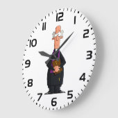 Priester met bijbel als grappig geestelijk karakte grote klok (Hoek)