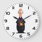 Priester met bijbel als grappig geestelijk karakte grote klok (Voorkant)