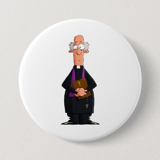 Priester met bijbel als grappig geestelijk karakte ronde button 7,6 cm (Voorkant)