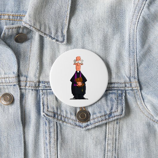 Priester met bijbel als grappig geestelijk karakte ronde button 7,6 cm