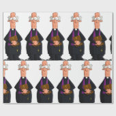 Priester met Bijbel IFunny geestelijke karakter Cadeaupapier (Vlak)